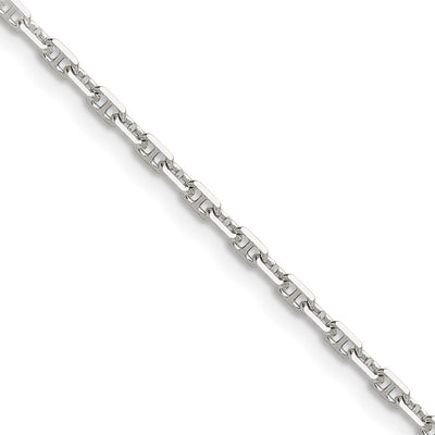 Sterling Silver Polished and D/C 2mm Mariner Link Chain