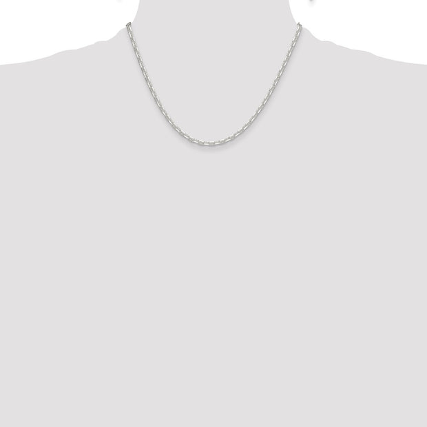 Sterling Silver Polished and D/C 3mm Mariner Link Chain