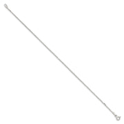 Sterling Silver 1.15mm Square Fancy Beaded Chain Anklet