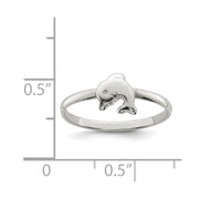 Sterling Silver Rhodium-plated Polished Dolphin Children's Ring
