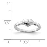 Sterling Silver Rhodium-plated Polished/Satin Heart Ring