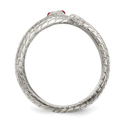 Sterling Silver Red Eye Crystal Snake Ring