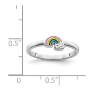 Sterling Silver RH-plated Multi-color Enameled Rainbow Children's Ring