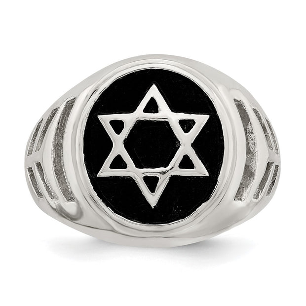 Sterling Silver Antiqued Star of David Ring