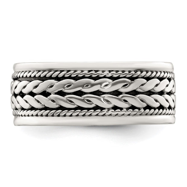 Sterling Silver Antiqued Rope Design Ladie's Ring