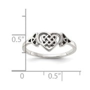 Sterling Silver Antiqued Heart with Celtic Knot Ring