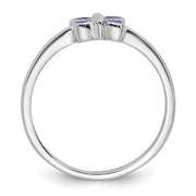Sterling Silver Rhodium-plated Children's Purple Enamel Butterfly Ring