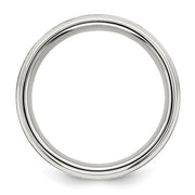 Sterling Silver 6mm Brushed Flat Beveled Edge Fancy Band