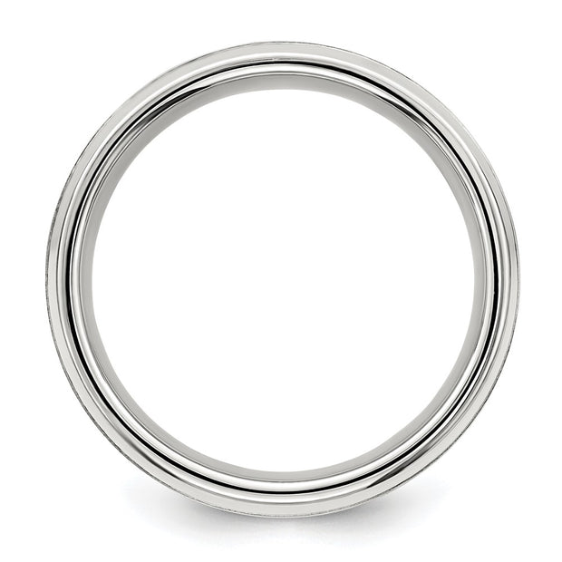 Sterling Silver 6mm Brushed Flat Beveled Edge Fancy Band
