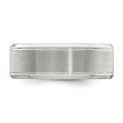 Sterling Silver 6mm Brushed Flat Beveled Edge Fancy Band