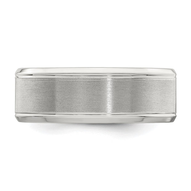 Sterling Silver 6mm Brushed Flat Beveled Edge Fancy Band