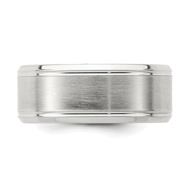 Sterling Silver 6mm Brushed Flat Beveled Edge Fancy Band