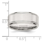Sterling Silver 6mm Brushed Flat Beveled Edge Fancy Band