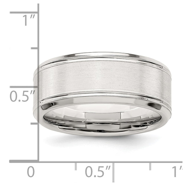 Sterling Silver 6mm Brushed Flat Beveled Edge Fancy Band