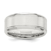 Sterling Silver 6mm Brushed Flat Beveled Edge Fancy Band