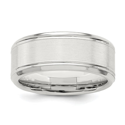 Sterling Silver 6mm Brushed Flat Beveled Edge Fancy Band