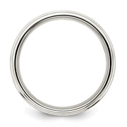Sterling Silver 7mm Brushed Flat Intertwined Design Beveled Edge Fancy Band