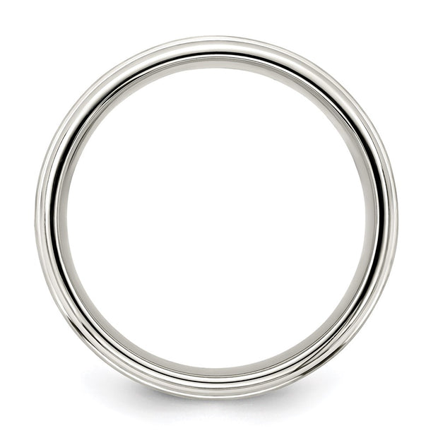 Sterling Silver 7mm Brushed Flat Intertwined Design Beveled Edge Fancy Band