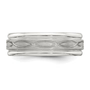 Sterling Silver 7mm Brushed Flat Intertwined Design Beveled Edge Fancy Band