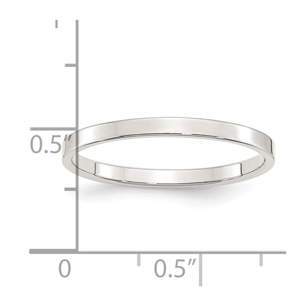 Sterling Silver 2mm Lightweight Flat Band