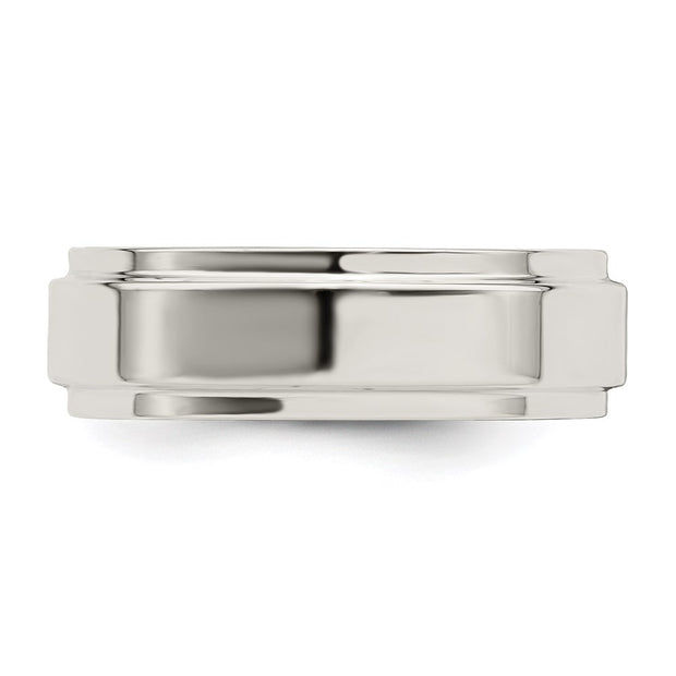Sterling Silver 6mm Flat with Step Edge Band