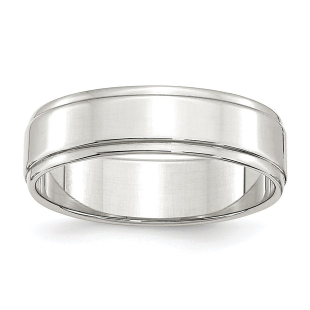 Sterling Silver 6mm Flat with Step Edge Band
