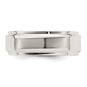 Sterling Silver 7mm Flat with Step Edge Band
