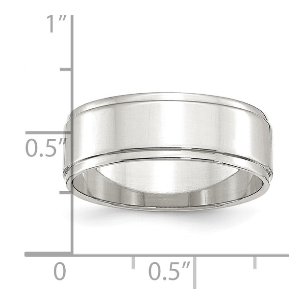 Sterling Silver 7mm Flat with Step Edge Band