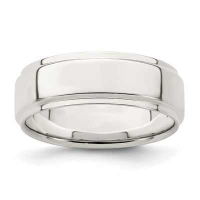 Sterling Silver 7mm Flat with Step Edge Band