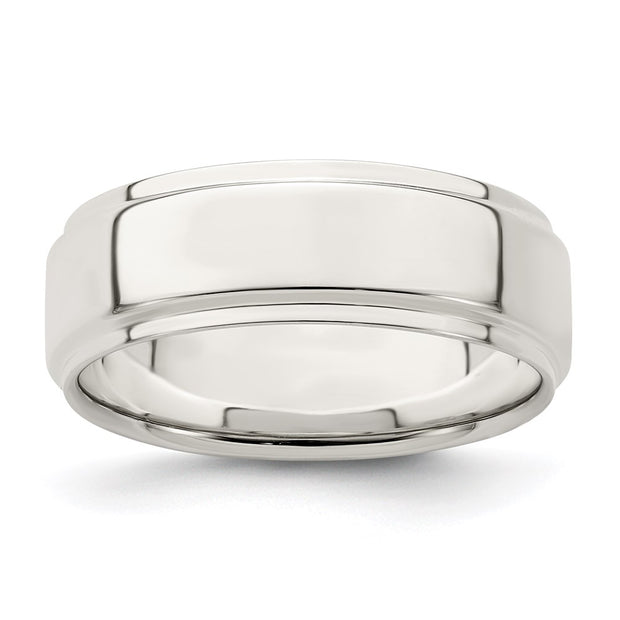 Sterling Silver 7mm Flat with Step Edge Band