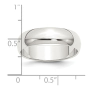 Sterling Silver 6mm Half Round Band