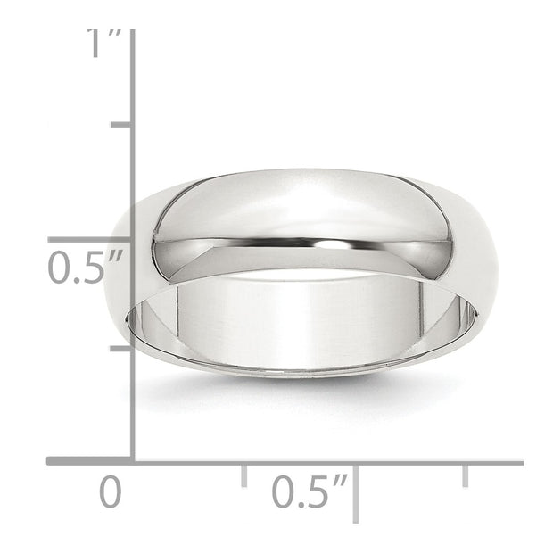 Sterling Silver 6mm Half Round Band