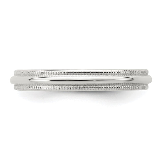 Sterling Silver 3mm Half Round Milgrain Band
