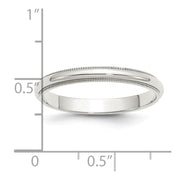 Sterling Silver 3mm Half Round Milgrain Band
