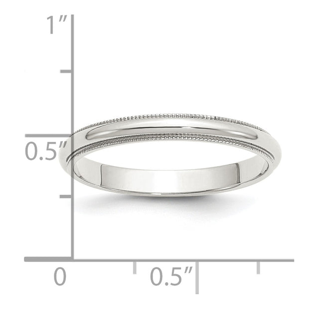 Sterling Silver 3mm Half Round Milgrain Band