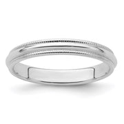 Sterling Silver 3mm Half Round Milgrain Band