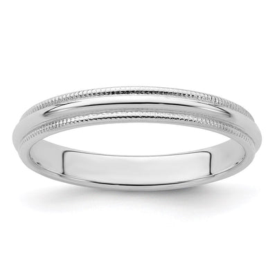 Sterling Silver 3mm Half Round Milgrain Band