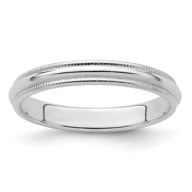 Sterling Silver 3mm Half Round Milgrain Band