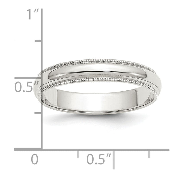 Sterling Silver 4mm Half Round Milgrain Band