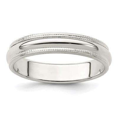 Sterling Silver 4mm Half Round Milgrain Band