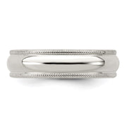 Sterling Silver 5mm Half Round Milgrain Band
