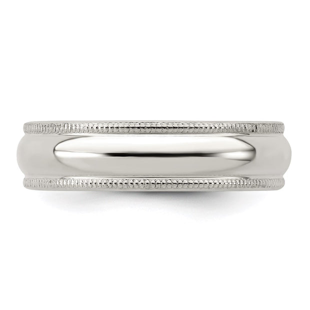 Sterling Silver 5mm Half Round Milgrain Band