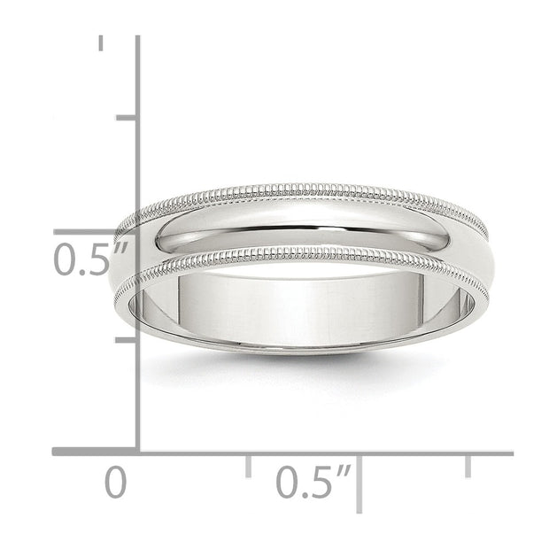 Sterling Silver 5mm Half Round Milgrain Band