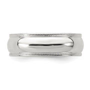 Sterling Silver 6mm Half Round Milgrain Band