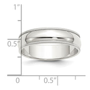 Sterling Silver 6mm Half Round Milgrain Band