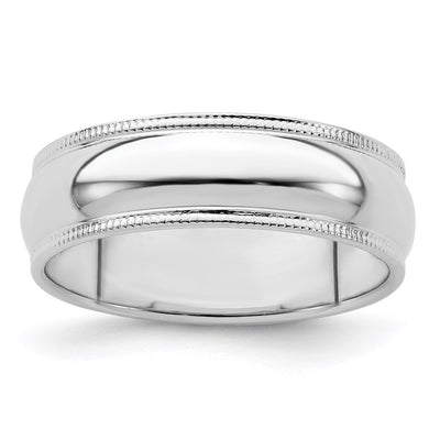 Sterling Silver 6mm Half Round Milgrain Band