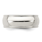 Sterling Silver 7mm Half Round Milgrain Band