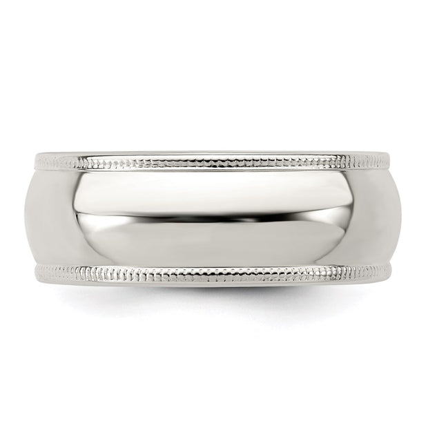 Sterling Silver 7mm Half Round Milgrain Band