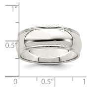 Sterling Silver 7mm Half Round Milgrain Band