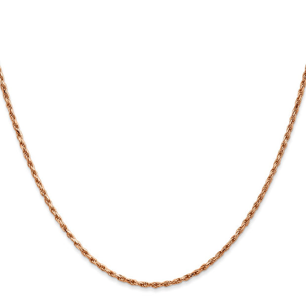14K Rose Gold .8mm Baby Rope with Spring Ring Clasp Chain